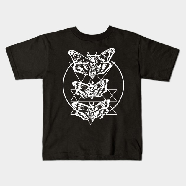 Death Moth Sacred Geometry Witchy Punk Goth Kids T-Shirt by LunaElizabeth